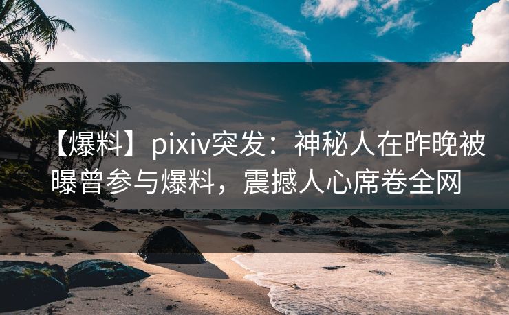 【爆料】pixiv突发：神秘人在昨晚被曝曾参与爆料，震撼人心席卷全网