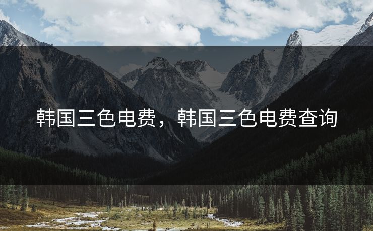 韩国三色电费，韩国三色电费查询