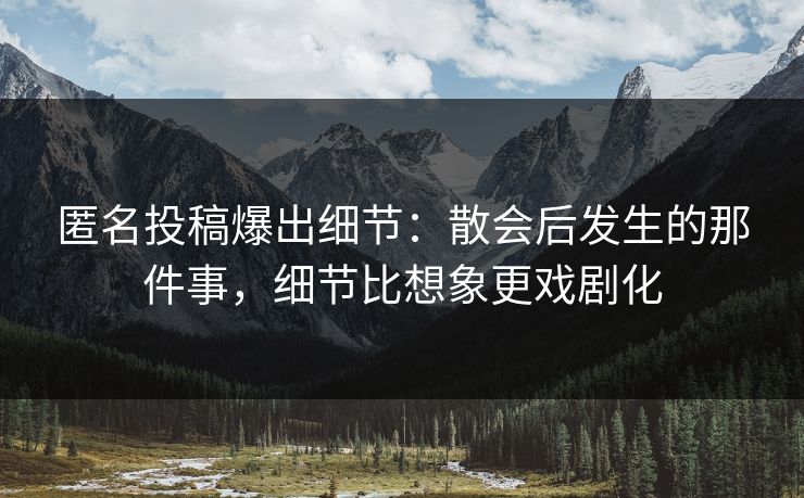 匿名投稿爆出细节：散会后发生的那件事，细节比想象更戏剧化
